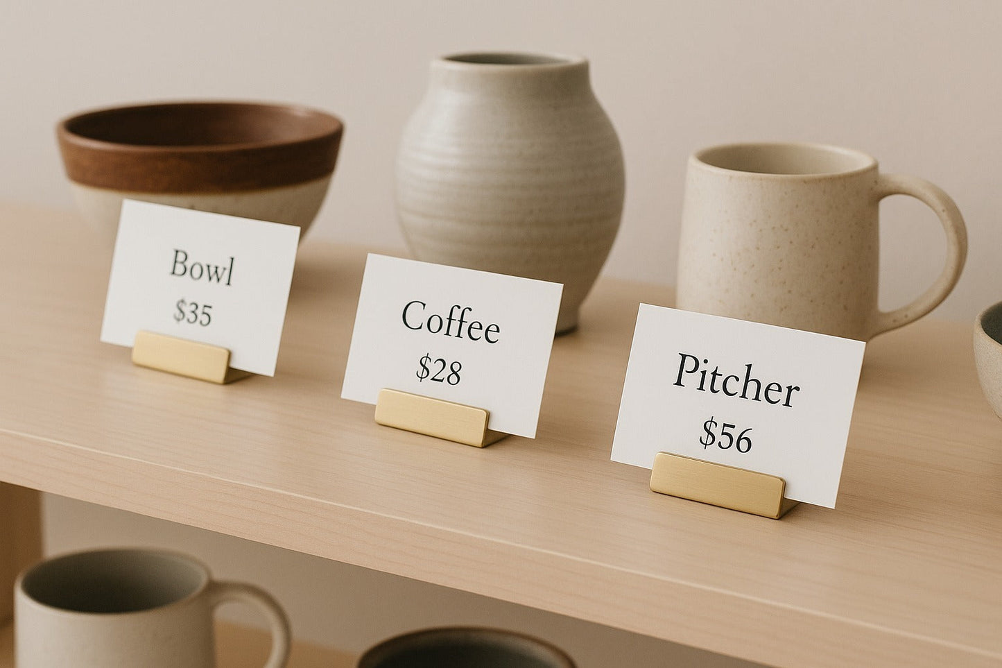 Name Tag & Label Holder – Multi-Purpose Card Stand for Buffet and Presentation Areas | Brass & Silver Color Options - Otimsan Shop