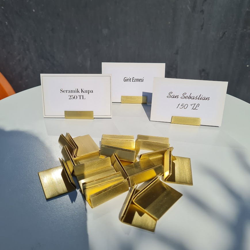 Name Tag & Label Holder – Multi-Purpose Card Stand for Buffet and Presentation Areas | Brass & Silver Color Options - Otimsan Shop