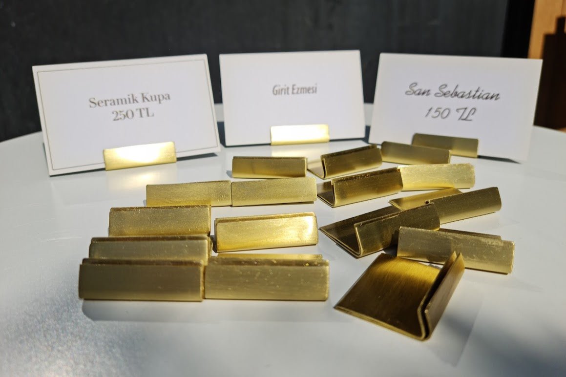 Name Tag & Label Holder – Multi-Purpose Card Stand for Buffet and Presentation Areas | Brass & Silver Color Options - Otimsan Shop