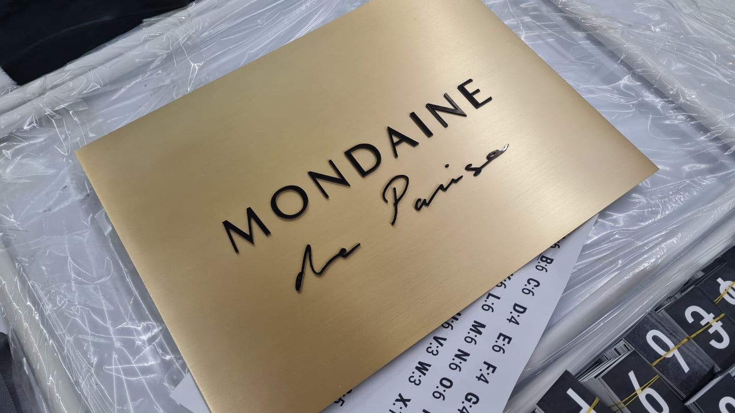 Brass Embossed Letter Luxury Entrance Sign | Elite Office & Hotel Door Plate - Otimsan Shop
