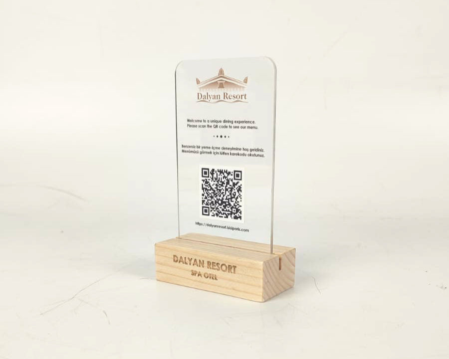 Acrylic QR Menu Stand | QR Code Display for Hotel, Restaurant, Pension & Bar Tables - Otimsan Shop