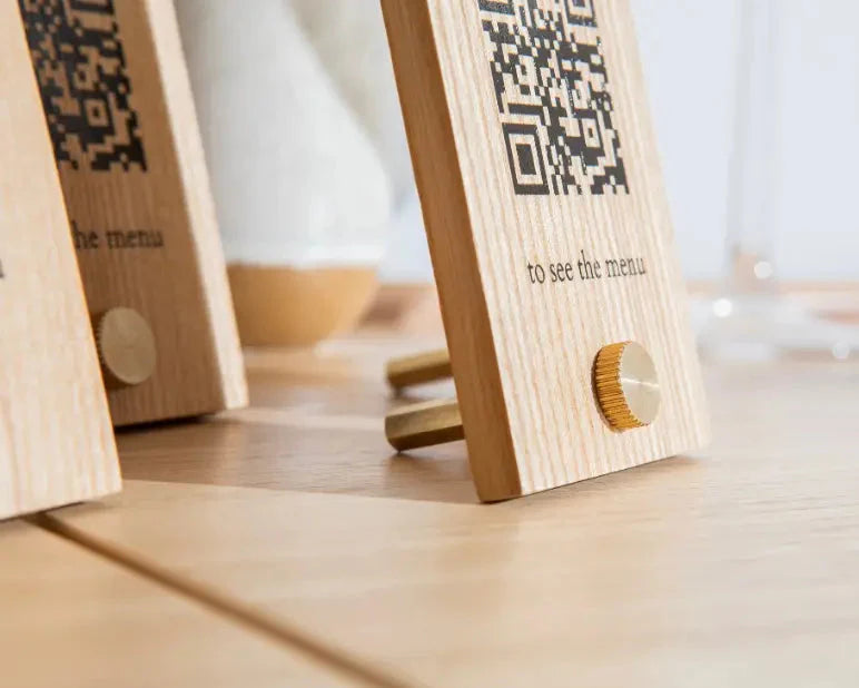 Wooden QR Code Menu | Tabletop Digital Price Stand for Restaurants, Cafés & Hotels - Otimsan Shop