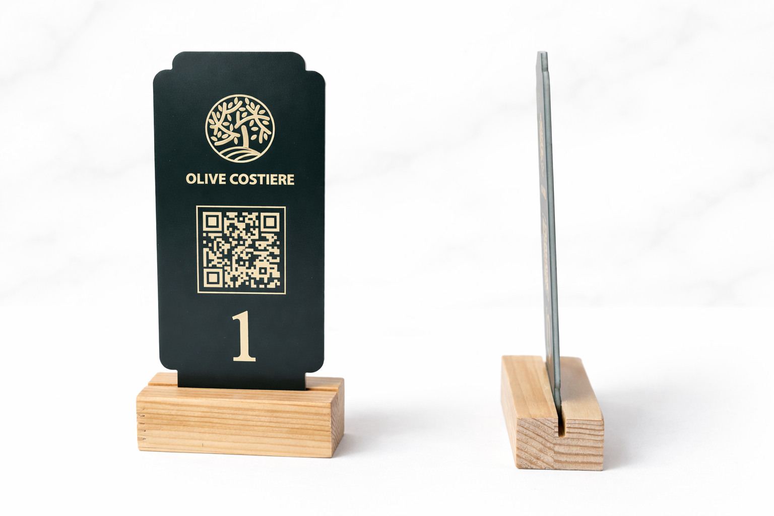 Wooden Freestanding QR Code Menu Stand – Acrylic Table Number & Information Sign - Otimsan Shop