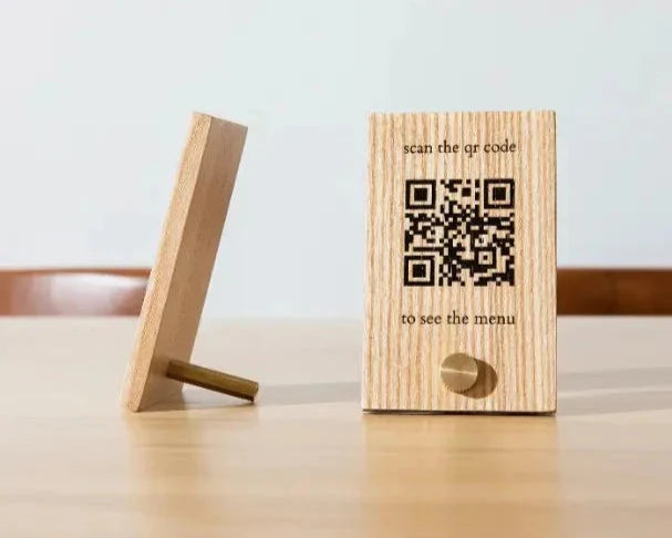 Wooden QR Code Menu | Tabletop Digital Price Stand for Restaurants, Cafés & Hotels - Otimsan Shop