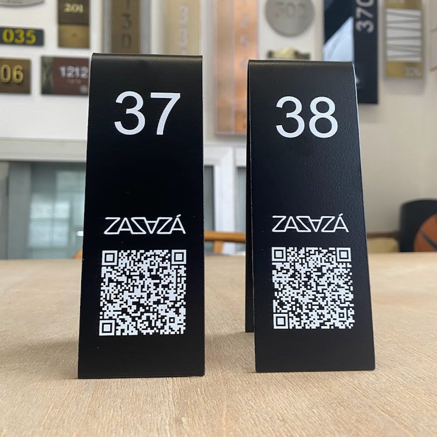 Table Number Stand | QR Code, Double-Sided & Custom Logo Design for Restaurants & Cafés - Otimsan Shop