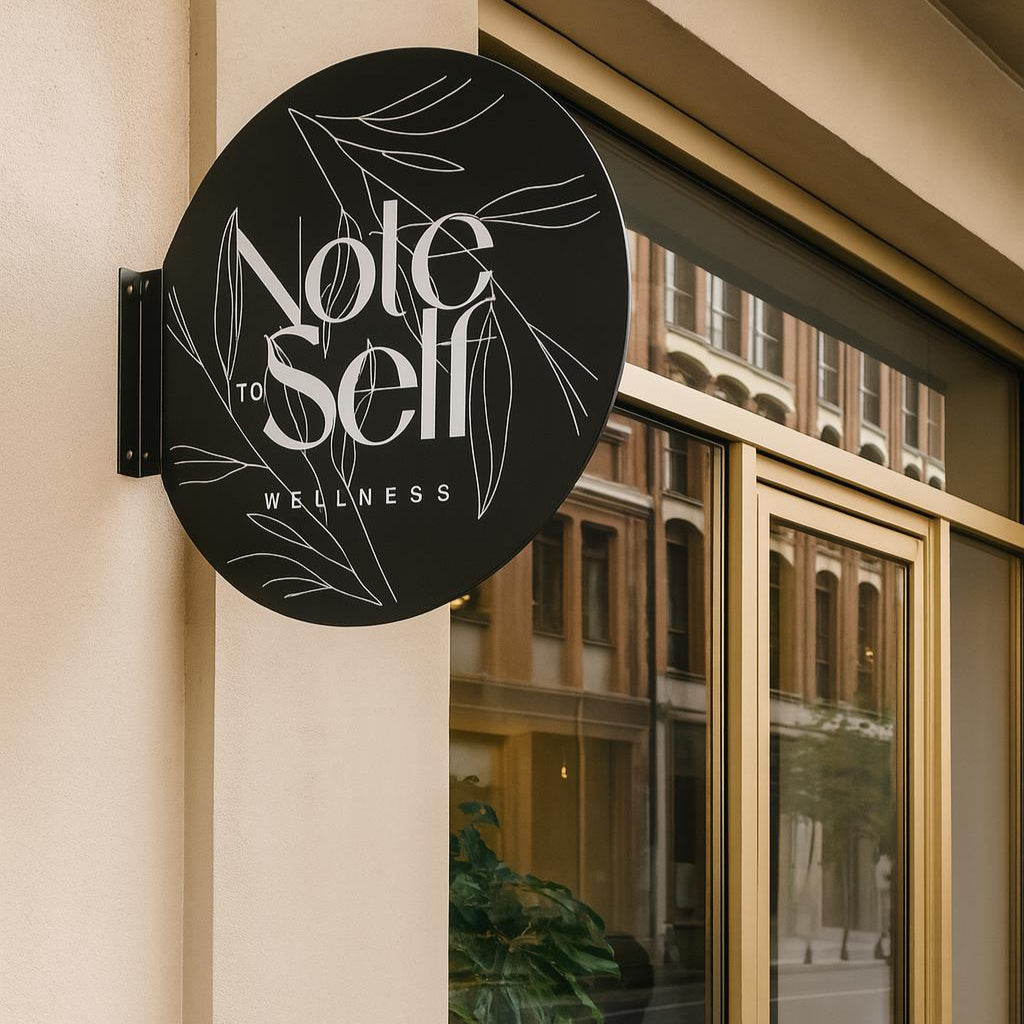Double-Sided Budget Store Sign | Round Custom Logo Print - Otimsan Shop
