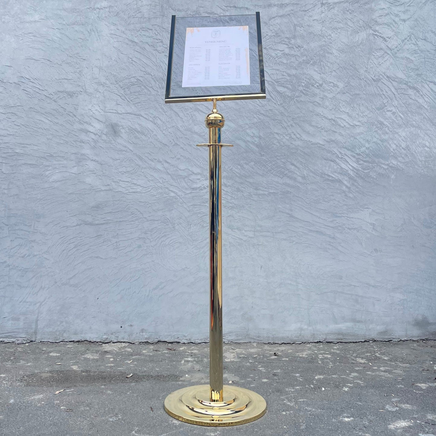 Brass-Plated Freestanding Menu Stand | Information, Direction & Welcome Board for Restaurants and Hotels - Otimsan Shop