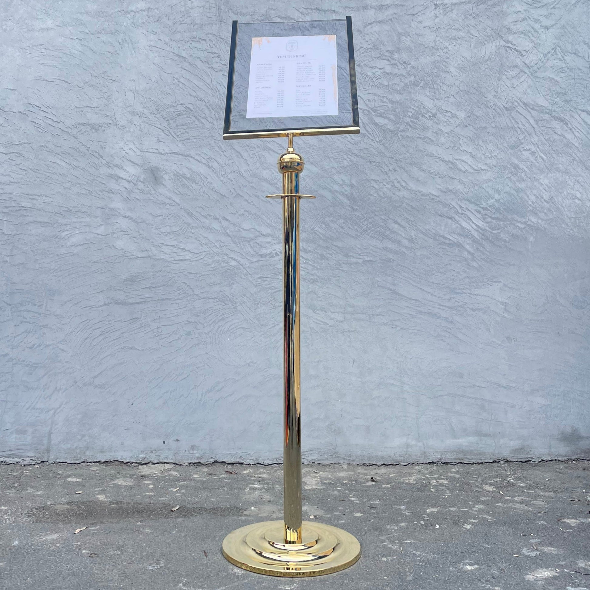 Brass-Plated Freestanding Menu Stand | Information, Direction & Welcome Board for Restaurants and Hotels - Otimsan Shop