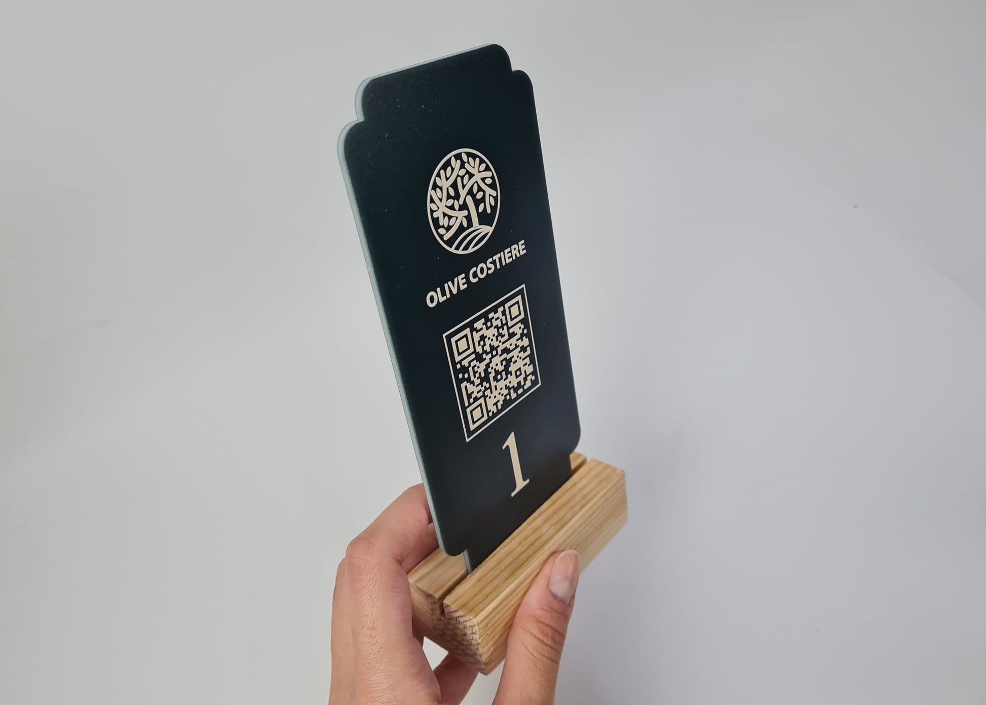 Wooden Freestanding QR Code Menu Stand – Acrylic Table Number & Information Sign - Otimsan Shop