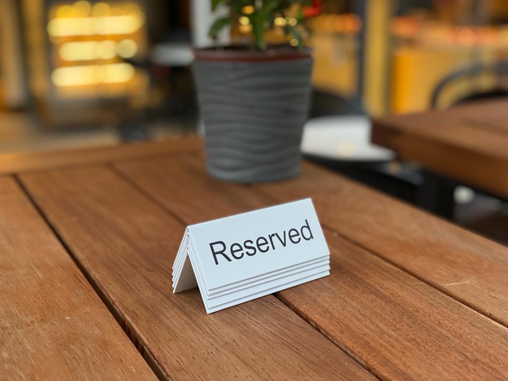 Metal Tabletop Reserved Sign – Reserved Table Card for Restaurants & Cafés - Otimsan Shop
