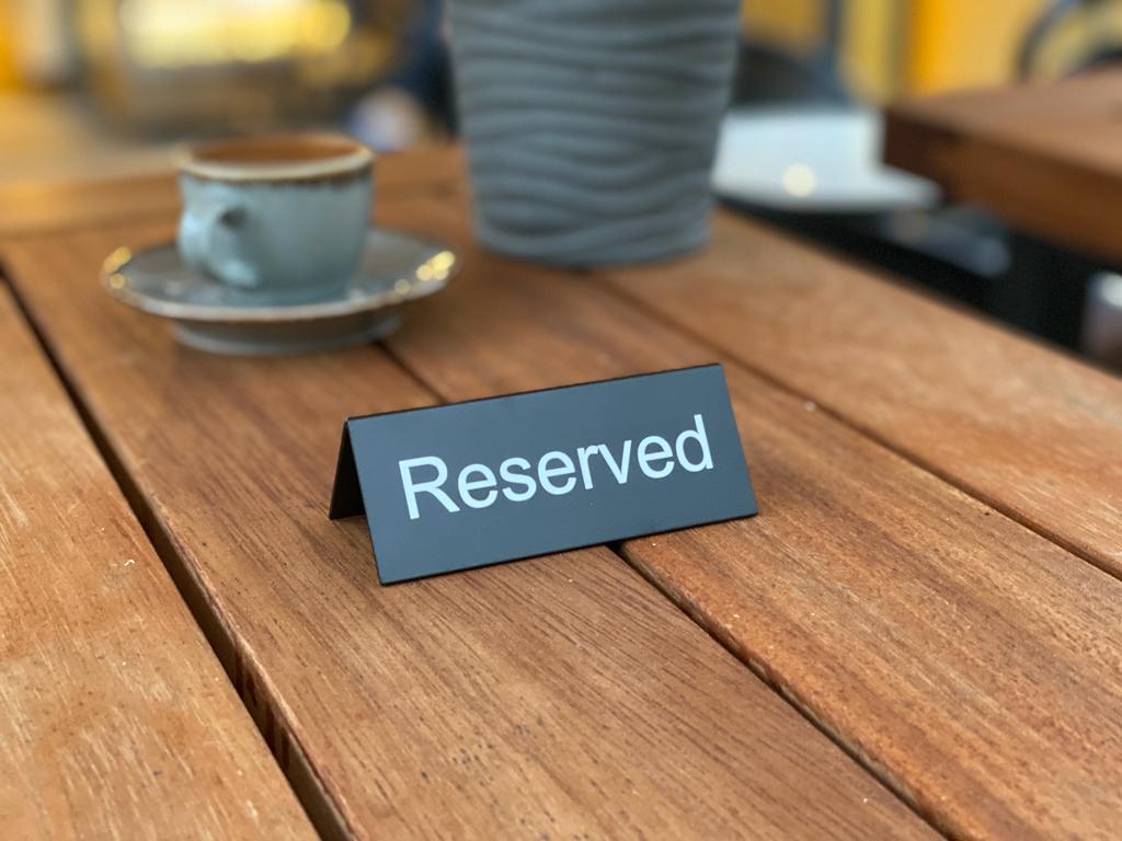 Metal Tabletop Reserved Sign – Reserved Table Card for Restaurants & Cafés - Otimsan Shop