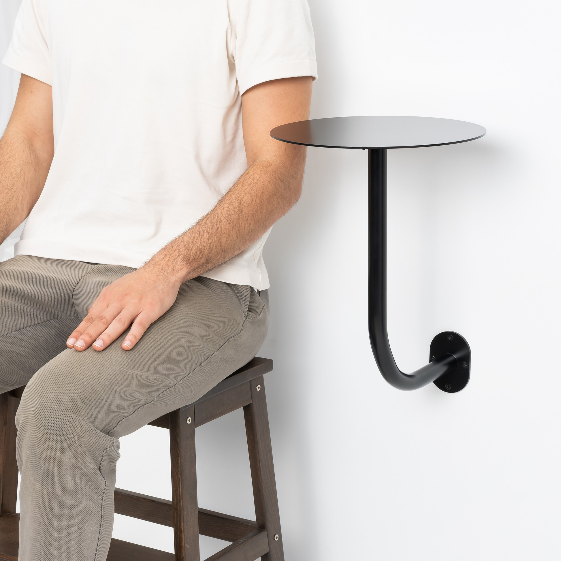 Wall-Mounted Café Bistro Table | L-Shaped Easy Installation Metal Frame - Otimsan Shop