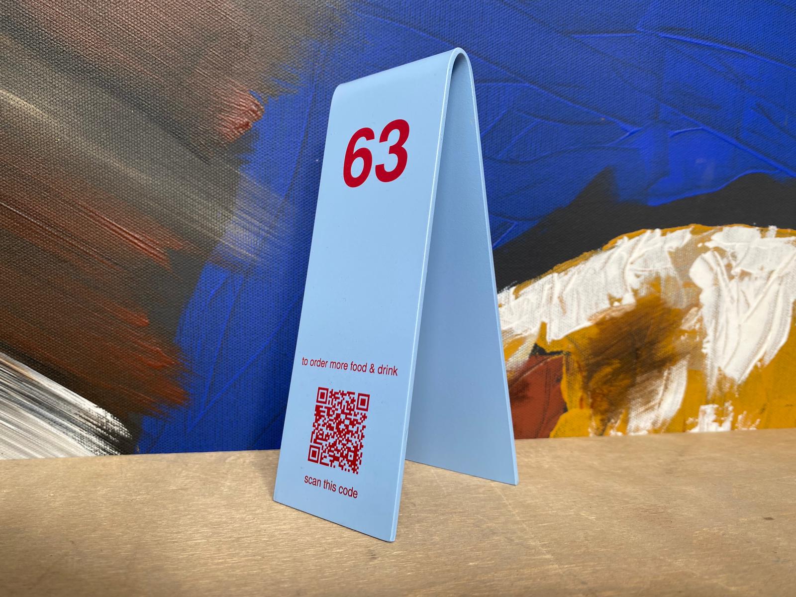 Table Number Stand | QR Code, Double-Sided & Custom Logo Design for Restaurants & Cafés - Otimsan Shop